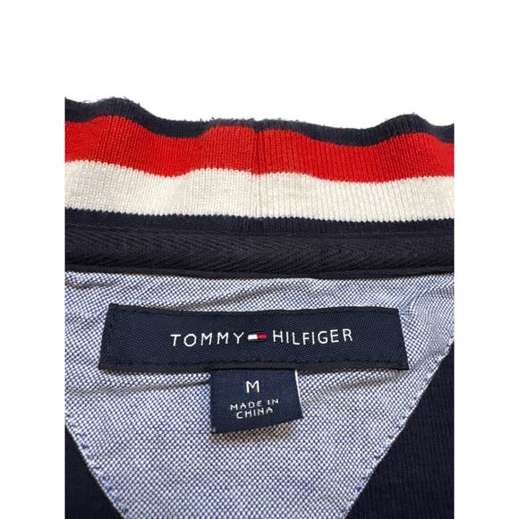 Tommy Hilfiger Sweater Mens Medium Blue Cardigan Button Front Preppy Distressed - Picture 4 of 8
